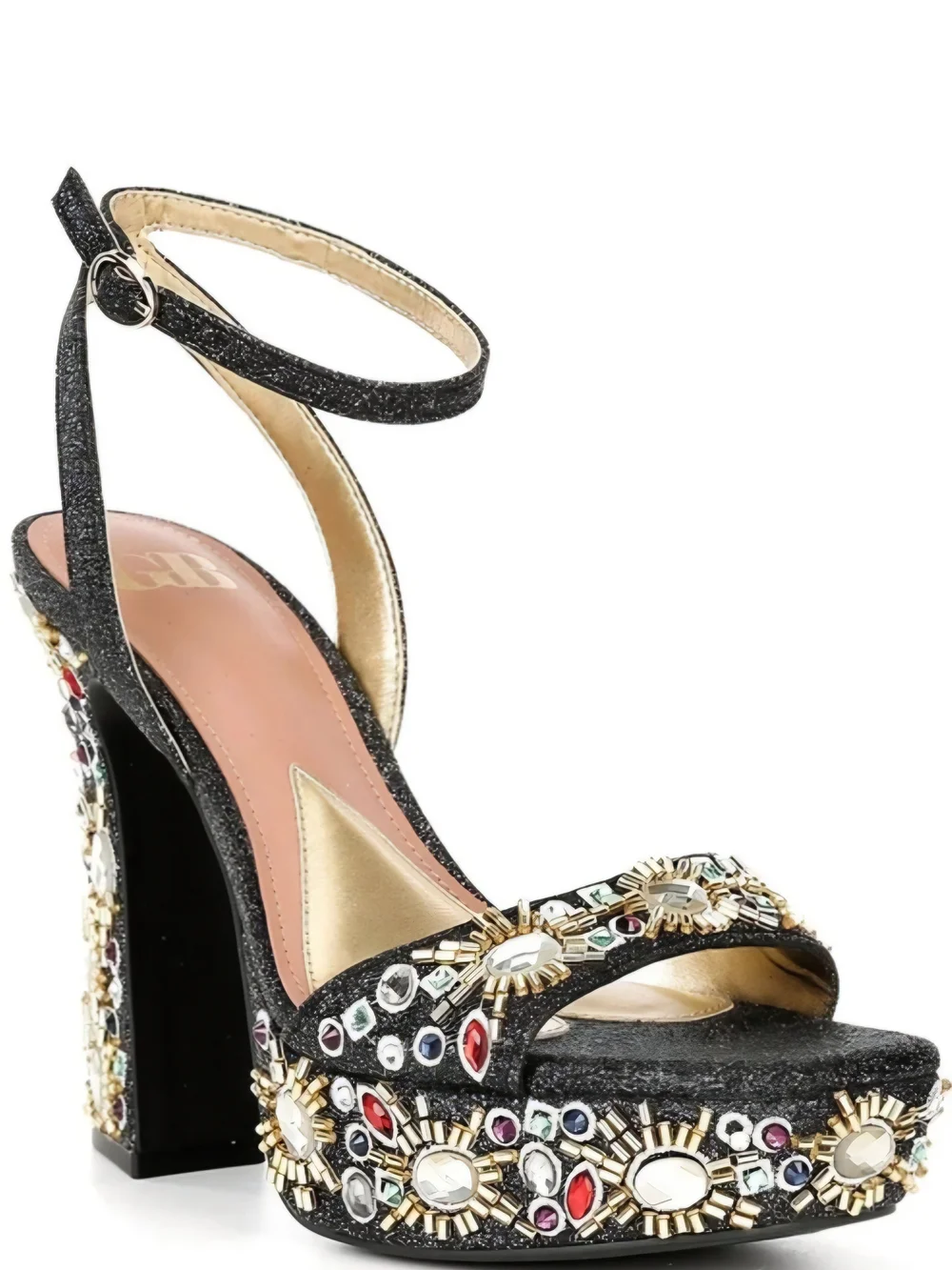 Gianni Bini Enchant-Ment Beaded Jewel Ornamented Platform Dress Sandals 7.5